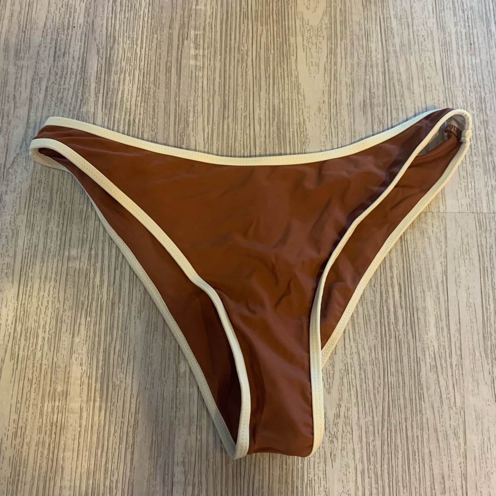 🆕SHEIN-Size L-Tan & White Bikini Swim Bottoms-Never Worn-NWOT